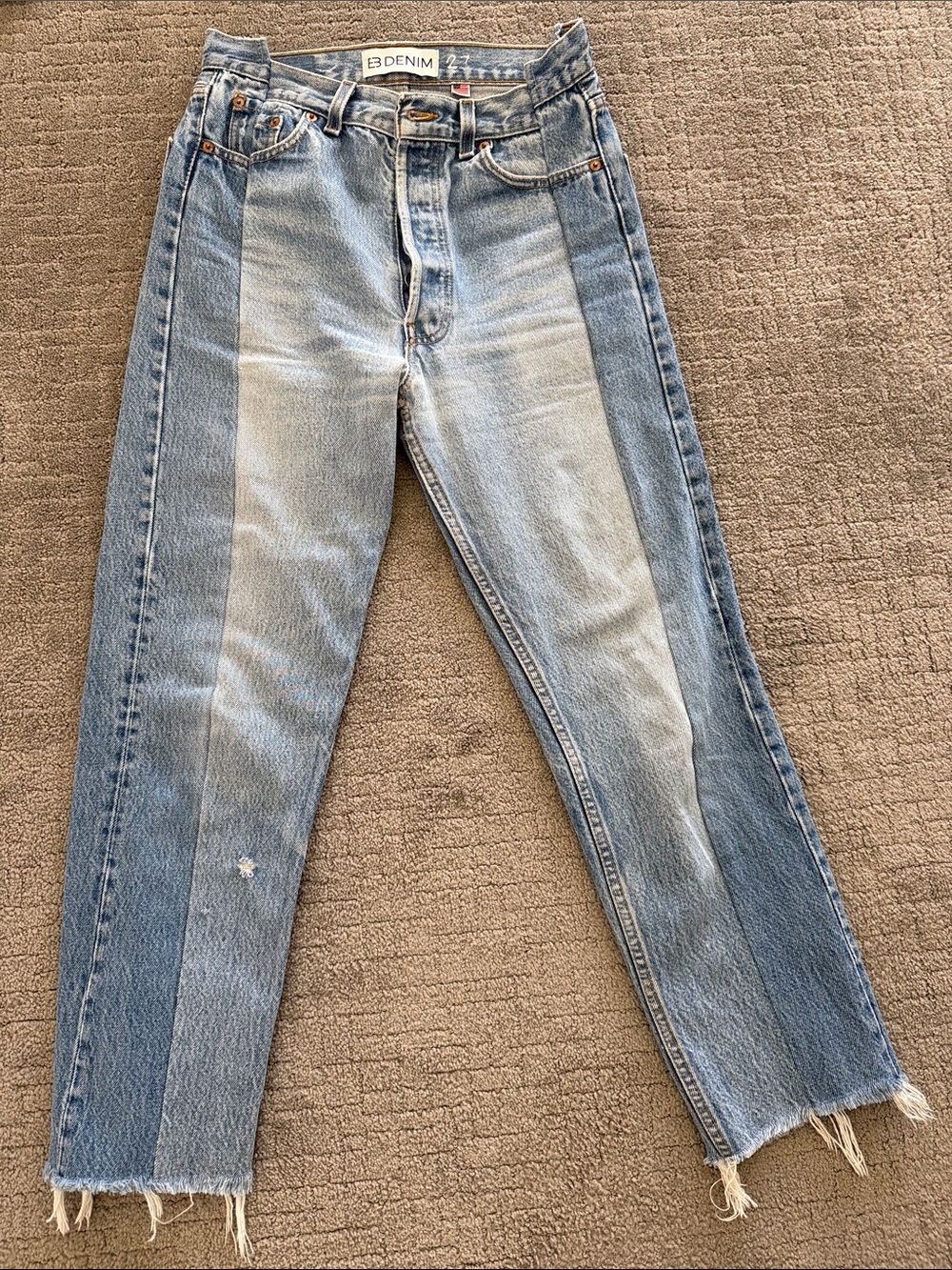 EB Denim Two-Tone Light & Medium Blue Straight-Leg Jeans